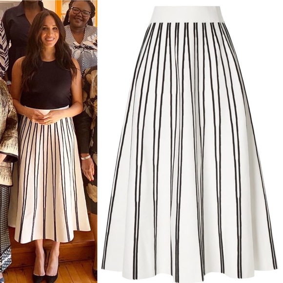 Pull-on Flare Sweater-skirt In Textured Stripe In Black